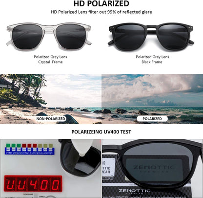 Polarized Sunglasses for Women Men: Retro Shades round | Square Frame UV Protection 2 Pack