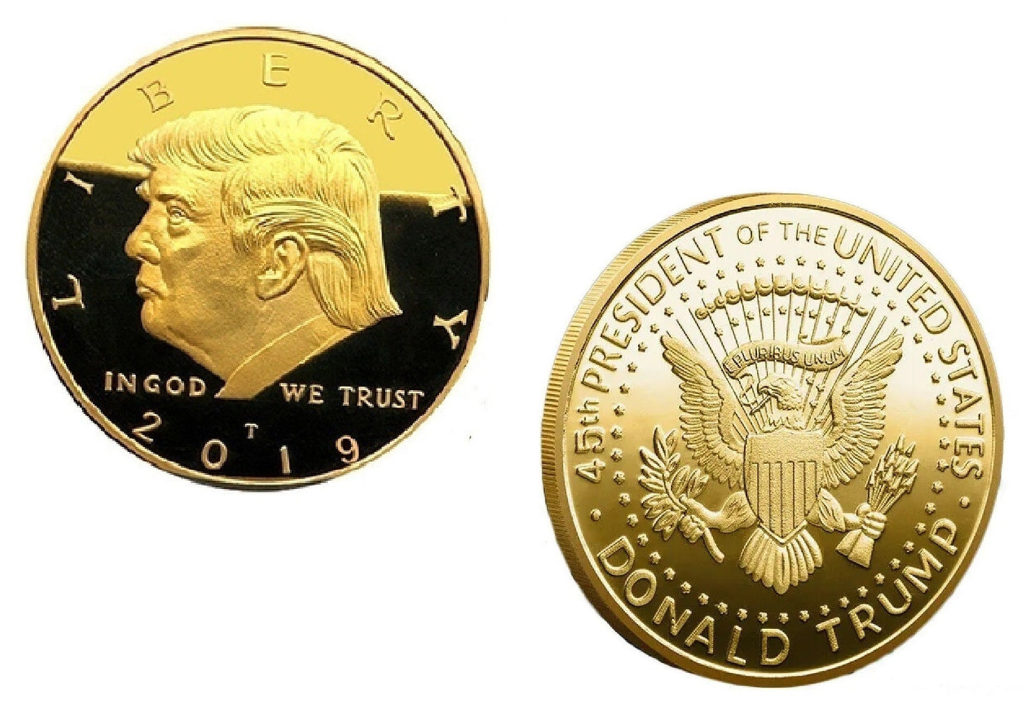 24K Gold-Plated Donald J. Trump 2019 President W/Display Case Masters Coins