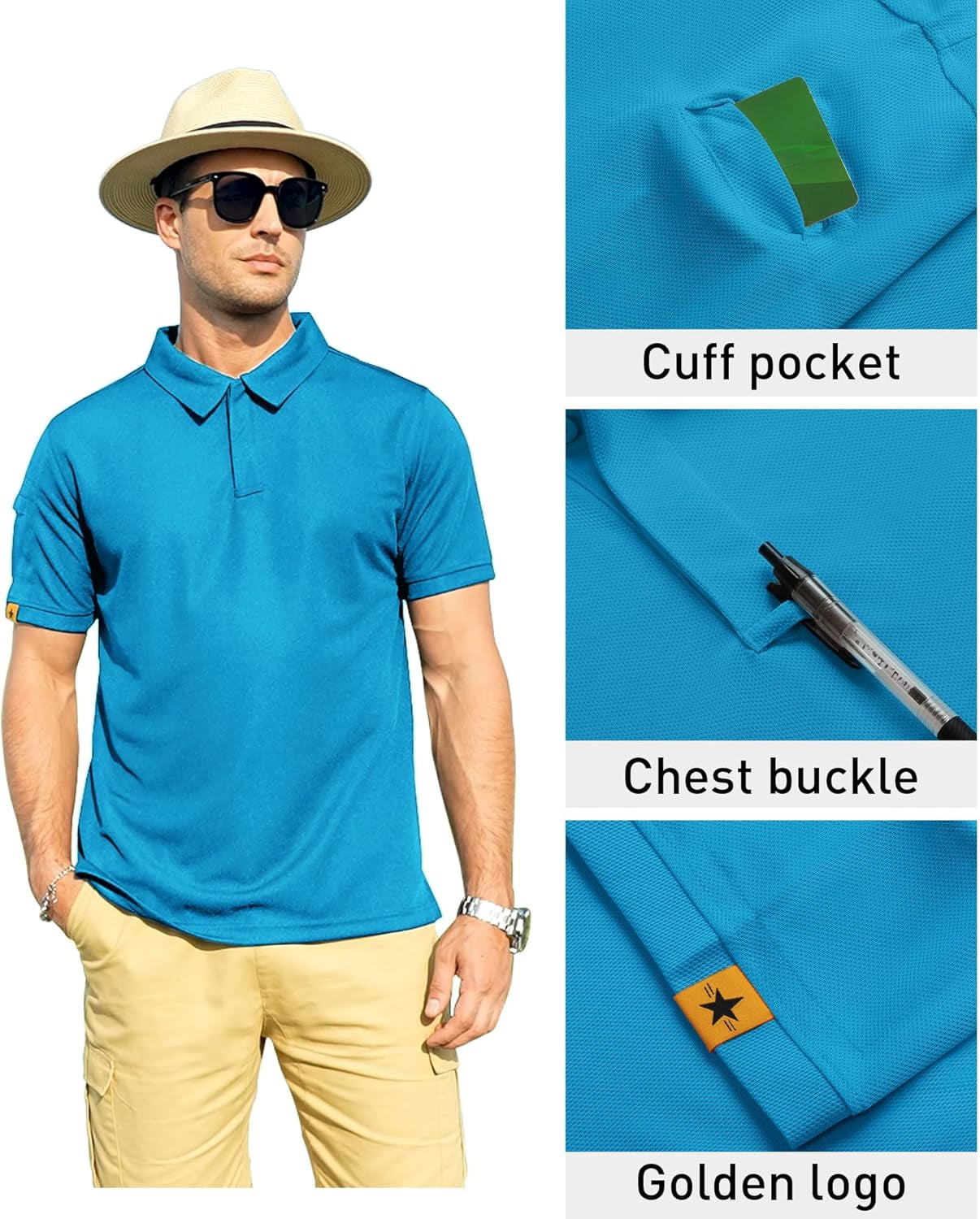 Mens Polo Shirt Short Sleeve Sports Tactical T-Shirt Athletic Golf Polos Daily Casual Stylish Collared Shirts for Men - WORLD TIME VISITS