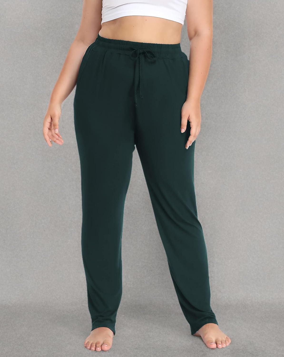 Women'S plus Size Comfy Lounge Pants Active Yoga Sweatpants Casual Stretchy Jogger Pants with Pockets Drawstring