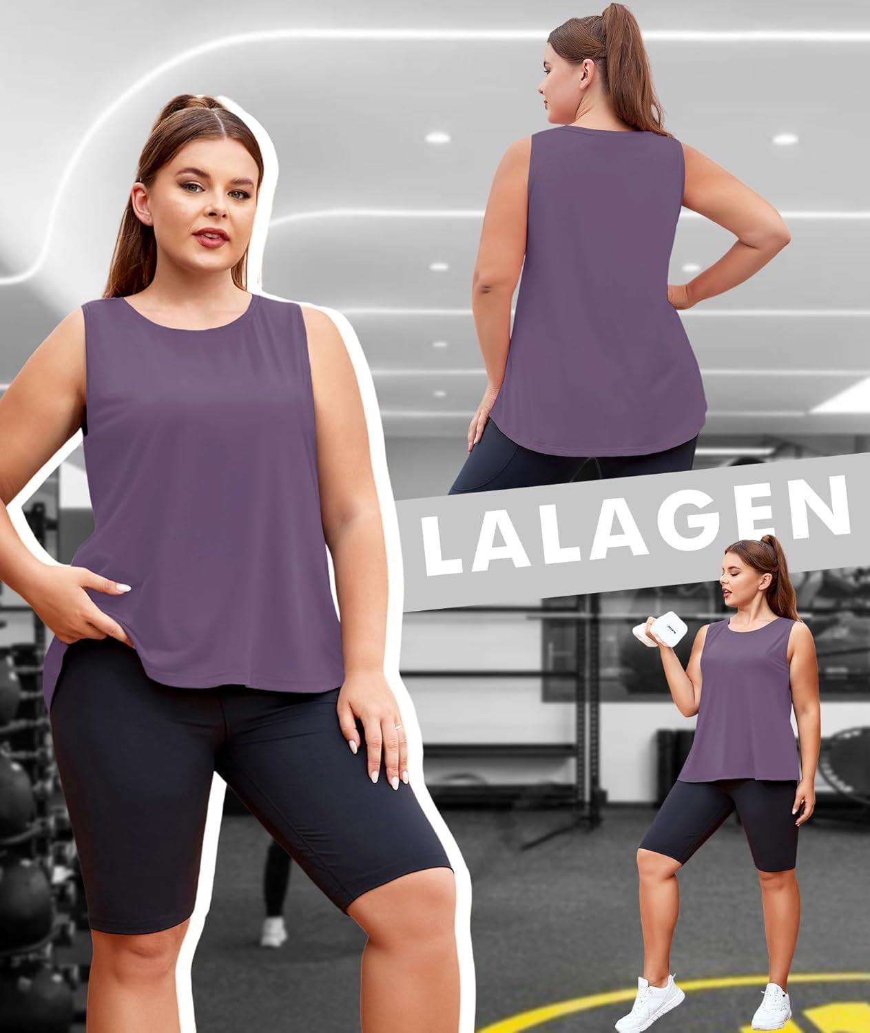 plus Size Womens Workout Tank Tops Sleeveless Flowy Yoga Athletic Running Shirts