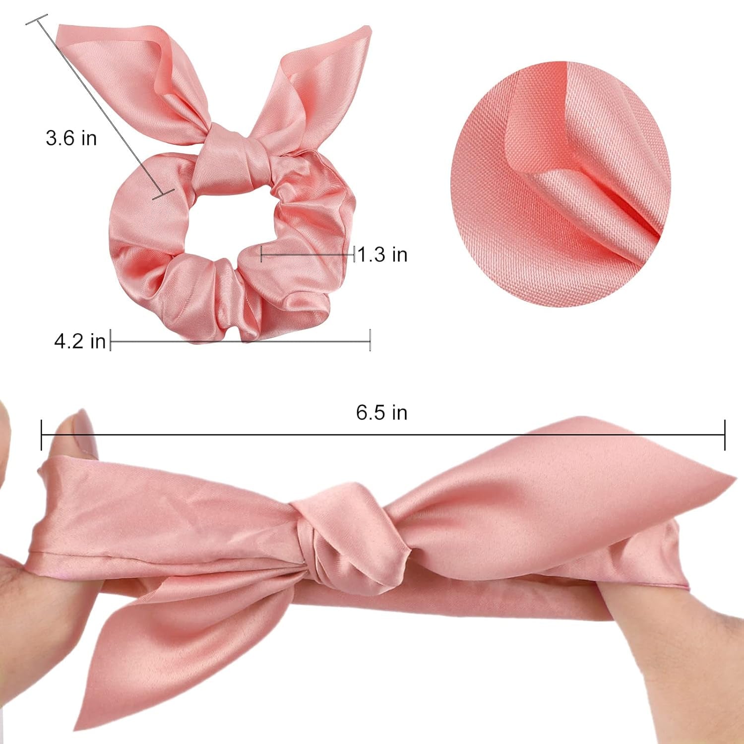 20 Pack Pink Bow Scrunchies for Thick Hair, Satin Silk Ponytail Holders with Ribbon for Girls and Women - WORLD TIME VISITS