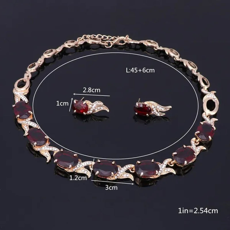 Fashion Women Zircon Rhinestone Necklace Earring Silver Plated Wedding Party Dress Jewelry Sets
