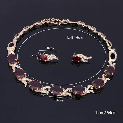 Fashion Women Zircon Rhinestone Necklace Earring Silver Plated Wedding Party Dress Jewelry Sets