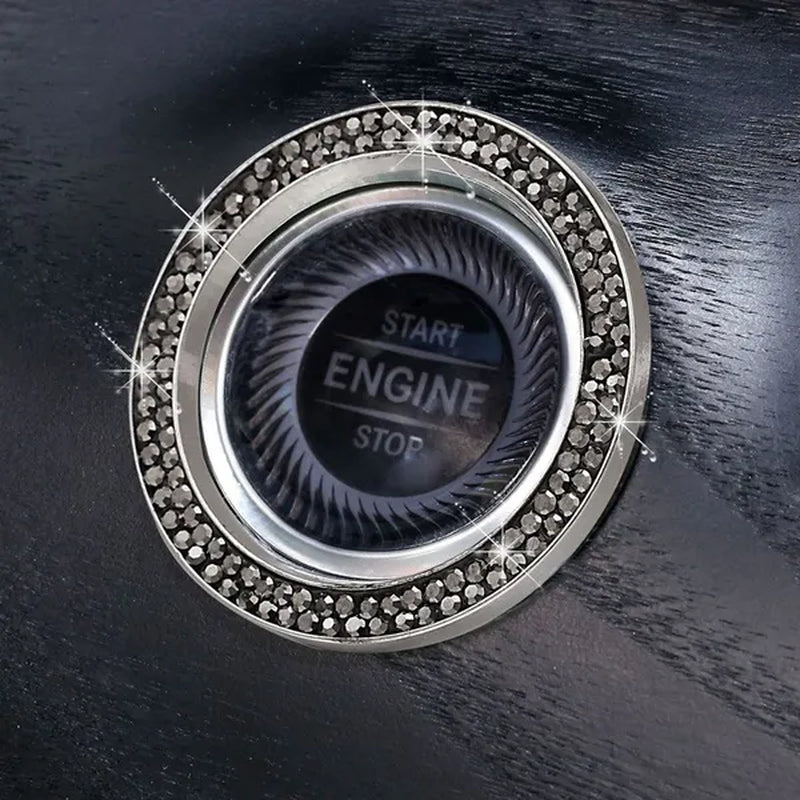 New Car One-Key Engine Start Stop Ignition Push Button Decorative Circle Ring Keyless Cover Trim Crystal Diamond Parts Decorate
