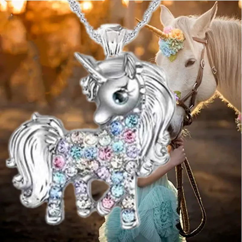 Exquisite Fashion Personality Women's Unicorn Jewelry Accessories  Necklace Zircon Necklace Couple Jewelry Accessories Lovely and Elegant Unicorn Animal Pendant Birthday Wedding Valentine's Day Anniversary Gift - WORLD TIME VISITS