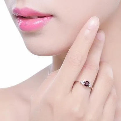 Red Ruby Jewelry Palace Natural Garnet Halo Engagement Ring Sterling Sliver Jewelry for Women