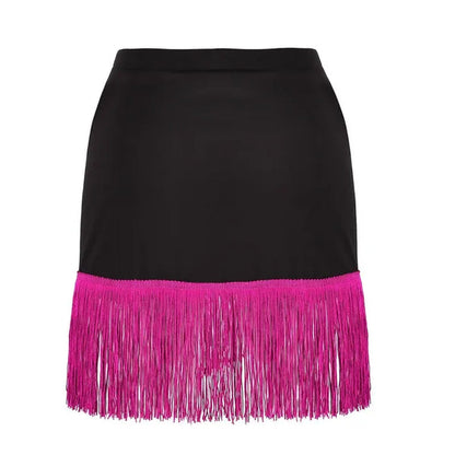 Women Adult Wear Elastic Waistband Fringe Flowing Tassels Latin Skirt Tango Rumba Dancewear
