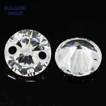 Double Holes Beads Cubic Zirconia Stones AAAAA White Cubic Zirconia Stone Loose Zircon Stone DIY Jewelry Beads - WORLD TIME VISITS