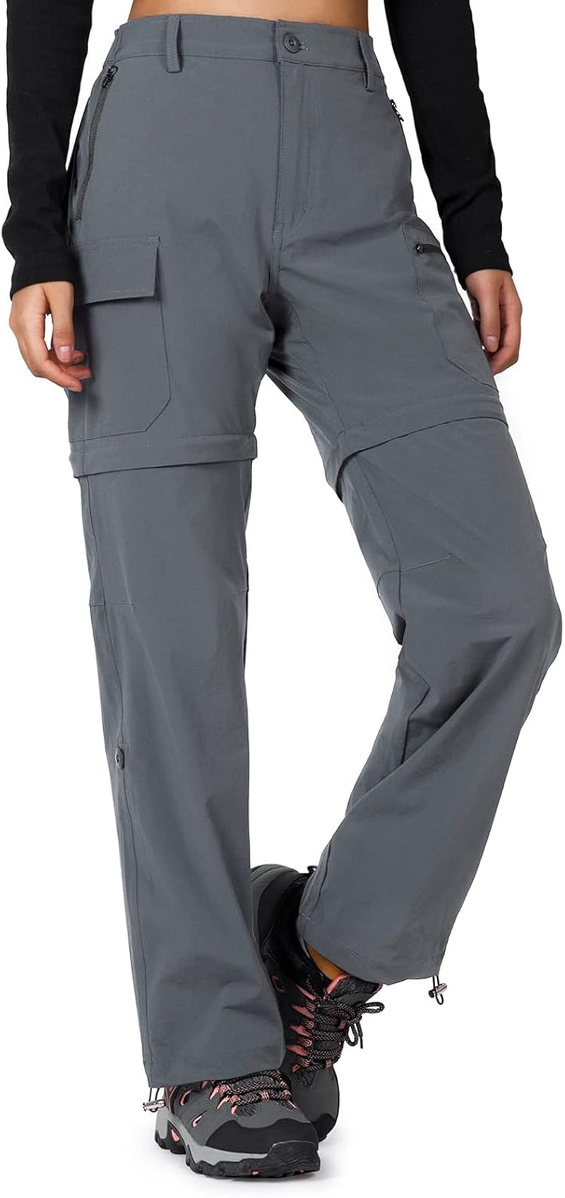 Women'S-Hiking-Pants-Convertible Quick-Dry-Stretch-Lightweight Zip-Off Outdoor Pants with 5 Deep Pockets