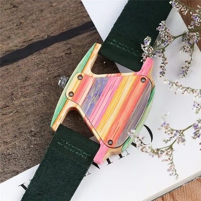 Beauty Wooden Quartz Wrist Watches for Lady Women Bracelet Gift