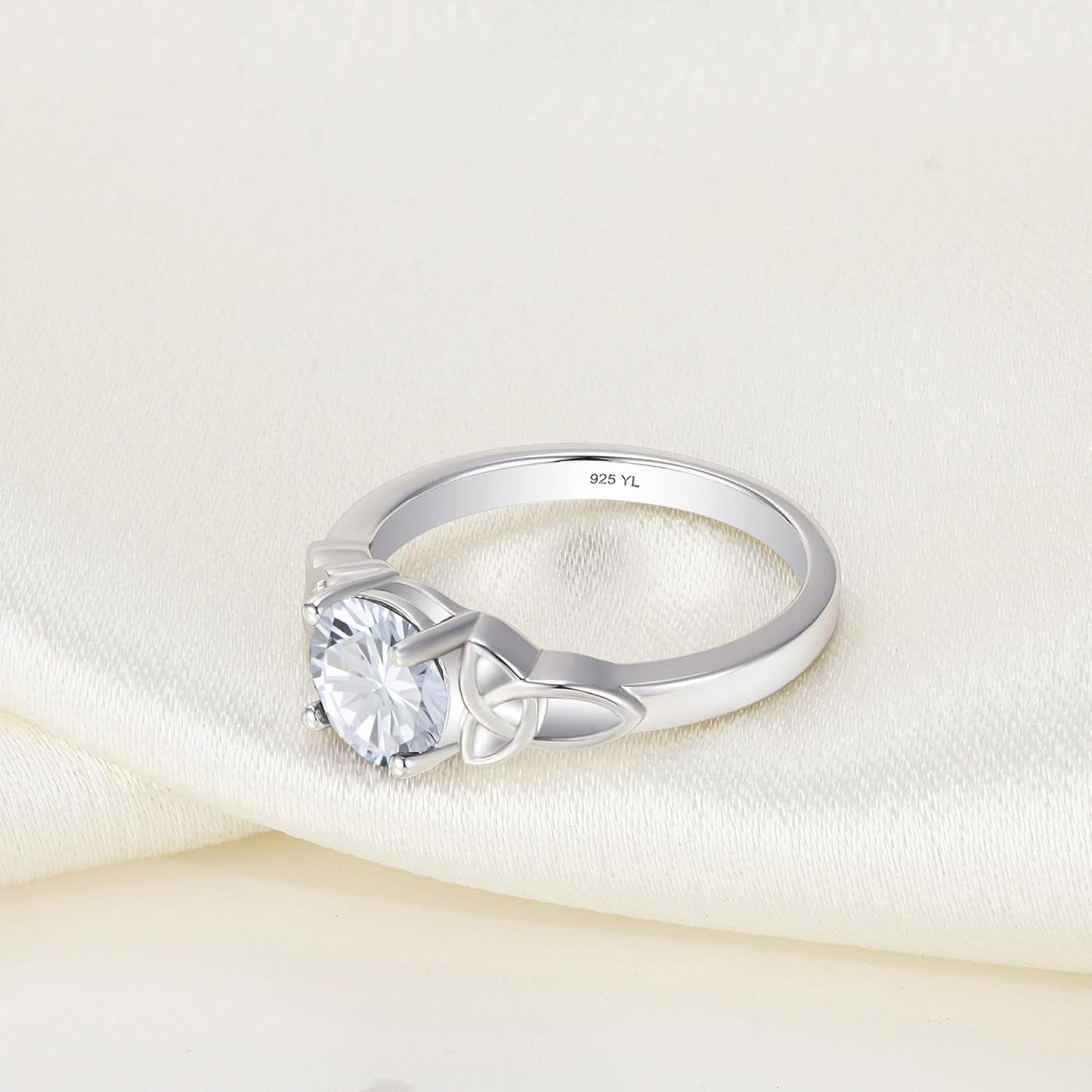 Celtic Knot Rings for Women 925 Sterling Silver Birthstones 18K White Gold Plated Statement Rings