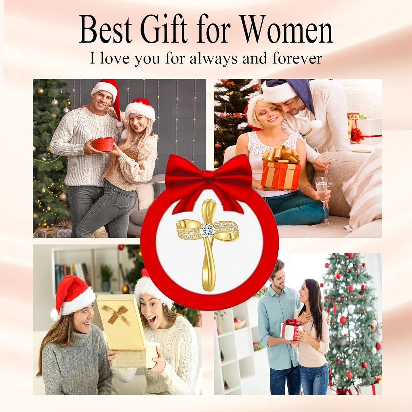 18K Gold Plated Cross Necklace for Women, S925 Sterling Silver Necklace for Women, Infinity Loop Pendant Jewelry with 5A Cubic Zirconia, Anniversary Birthday Christian Gifts for Women Her Wife