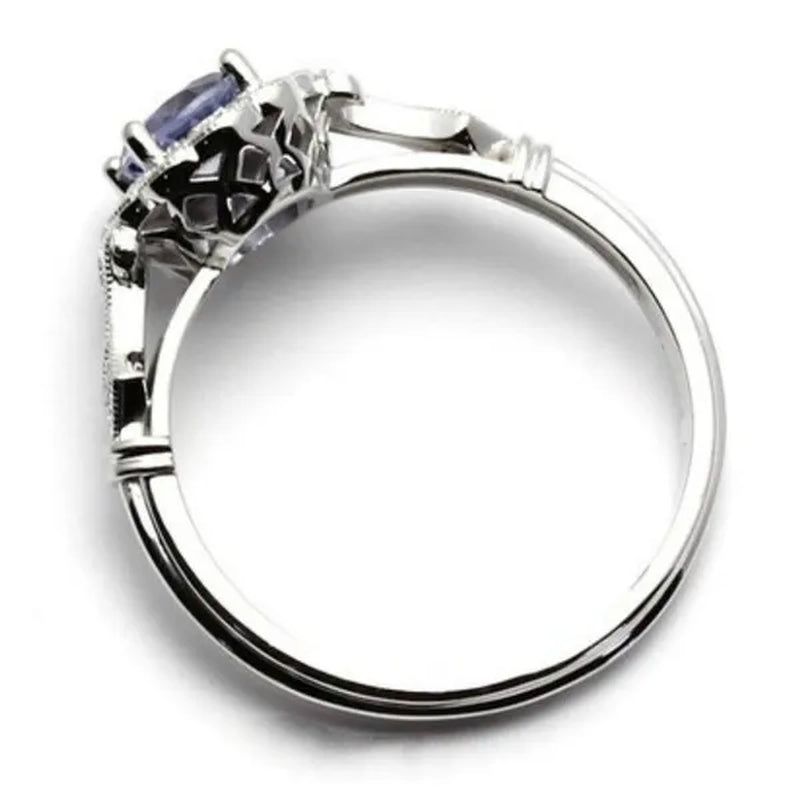 Delicate and Lovely 925 Standard Sterling Silver Purple Sapphire Classical Style Ring For Women Wedding Wedding Bride Princess Love Ring Size 6-10