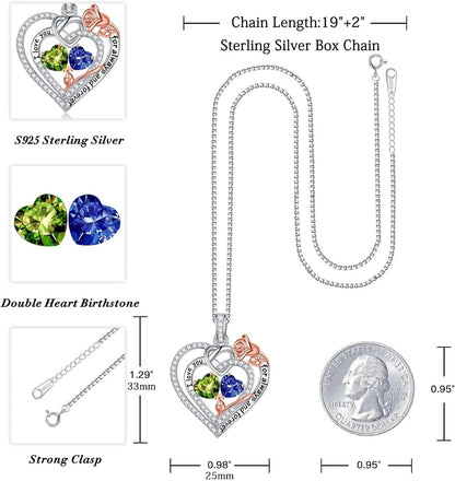 Rose Heart Necklaces Gifts for Her - 925 Sterling Silver Rose Heart Birthstone Necklace Anniversary Birthday Gifts Jewelry Valentines Mothers Day Gifts for Women Wife Girlfriend Mom
