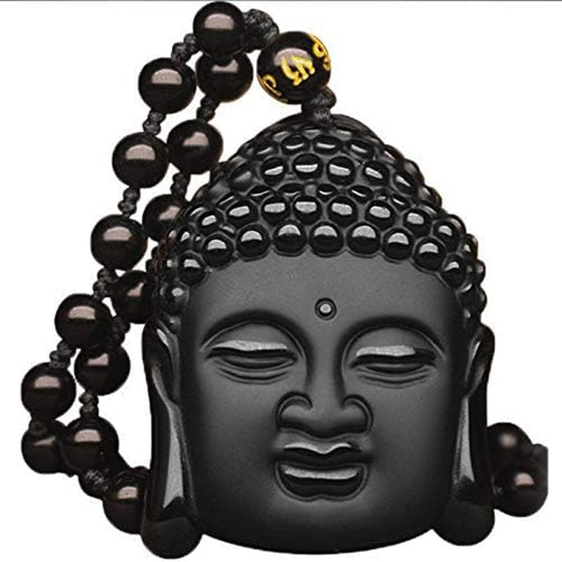 Wonderful Natural Genuine Black Obsidian Carved Buddha Lucky Blessing Pendant Necklace Carving Pendants Fashion - WORLD TIME VISITS