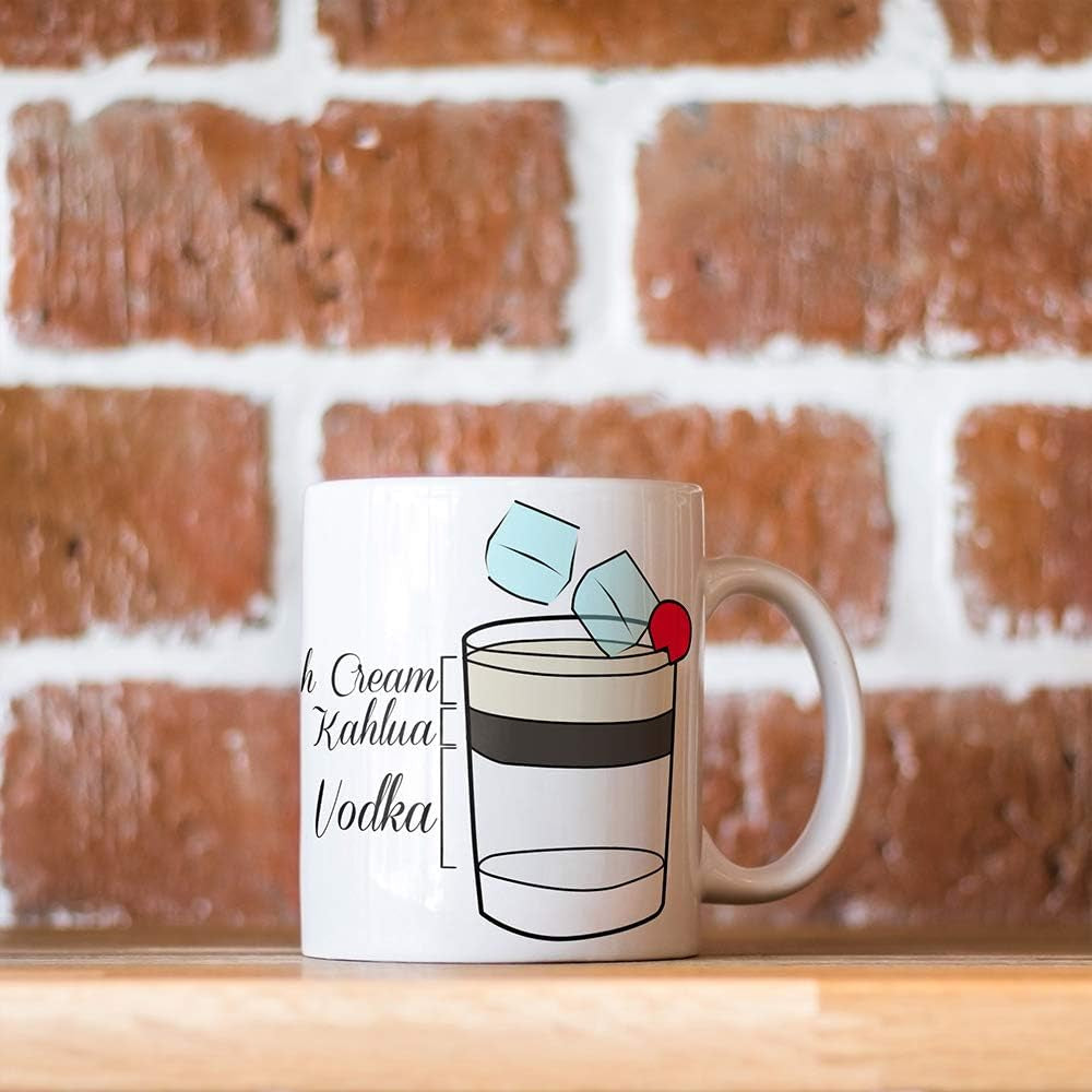 White Russian Cocktail Recipe Alcohol Bar Cool Drink Mug