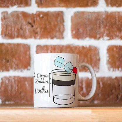 White Russian Cocktail Recipe Alcohol Bar Cool Drink Mug