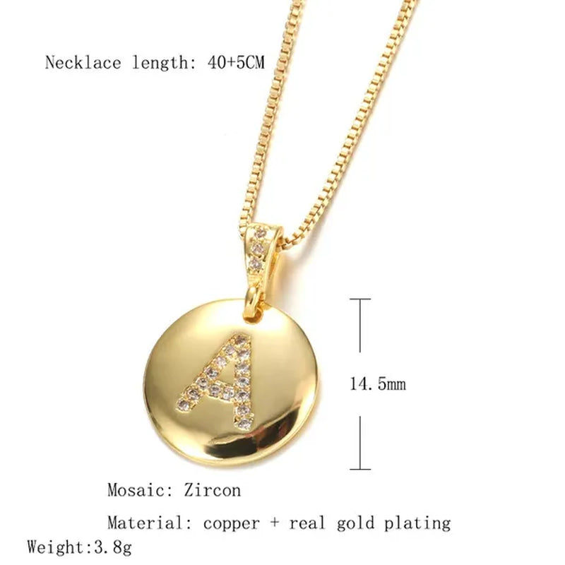 Top Quality 14k Gold Fashion Flash Diamond Exquisite Pendant Venice Box Chain Women Girls Initial Letter Necklace Gold 26 Letters Charm Necklaces Pendants Copper CZ Jewelry Personal Necklace