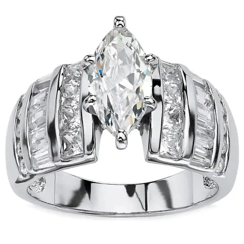 Trendy Claw Setting Marquise Cut Cubic Zircon Ring for Women Engagement Party Jewelry Anniversary Gift - WORLD TIME VISITS
