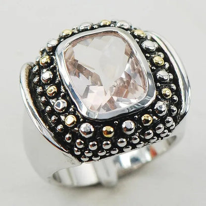 Morganite 925 Sterling Silver Fashion Ring Size 6 7 8 9 10 F957 - WORLD TIME VISITS