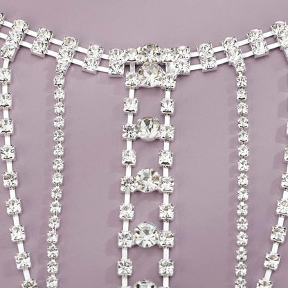 Rhinestones Sexy Shoulder Bra Body Chain Fringe Tassels Body Jewelry Wedding Arm Chain Summer Beach Bikini Shoulder Harness for Women Brides (Type C)