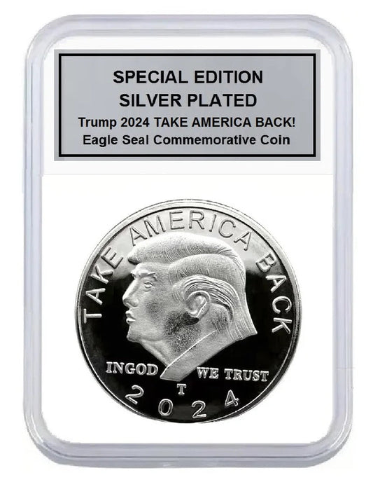SILVER PLATED Trump 2024 TAKE AMERICA BACK! W/Display Case Masters Coins