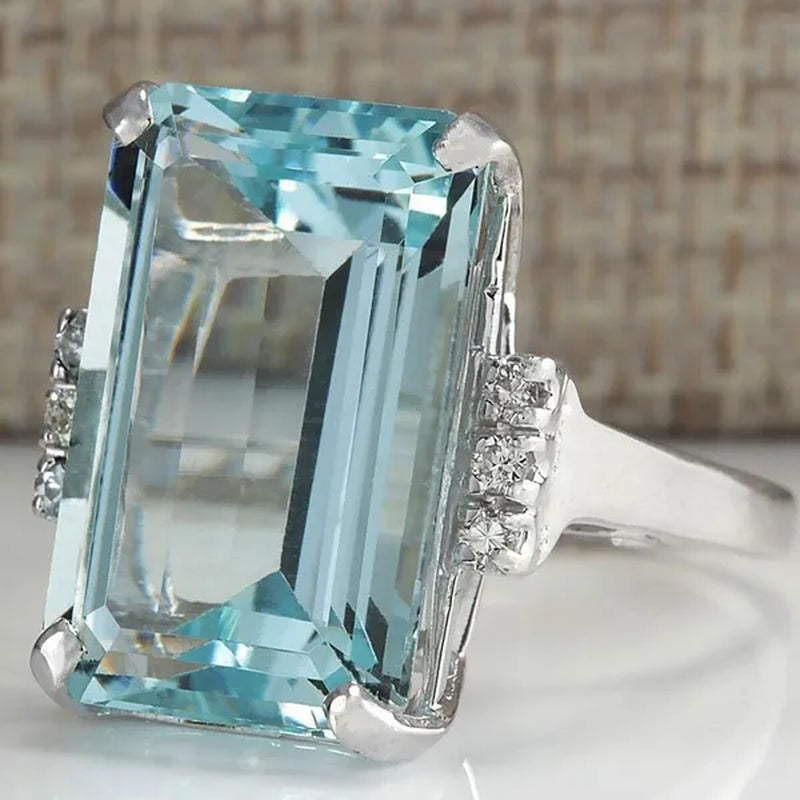 Fashion Princess engagement jewelry 16.42ct natural Aquamarine multicolor wedding commitment ring size 5-11