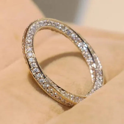 Amazing Jewelry for Women Band Fashion Fully Twisted Eternity Ring Romantic Bride Engagement Wedding Accessories Anniversary Gift Stackable Rings