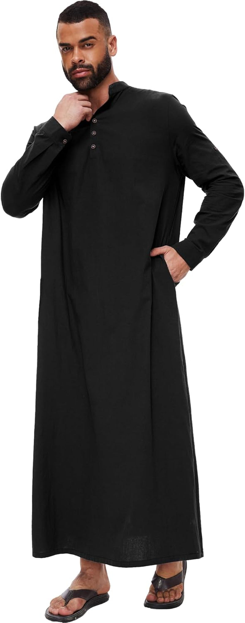 Kaftan for Men Button down Islamic Thobe for Men Arabic Robes for Men - WORLD TIME VISITS