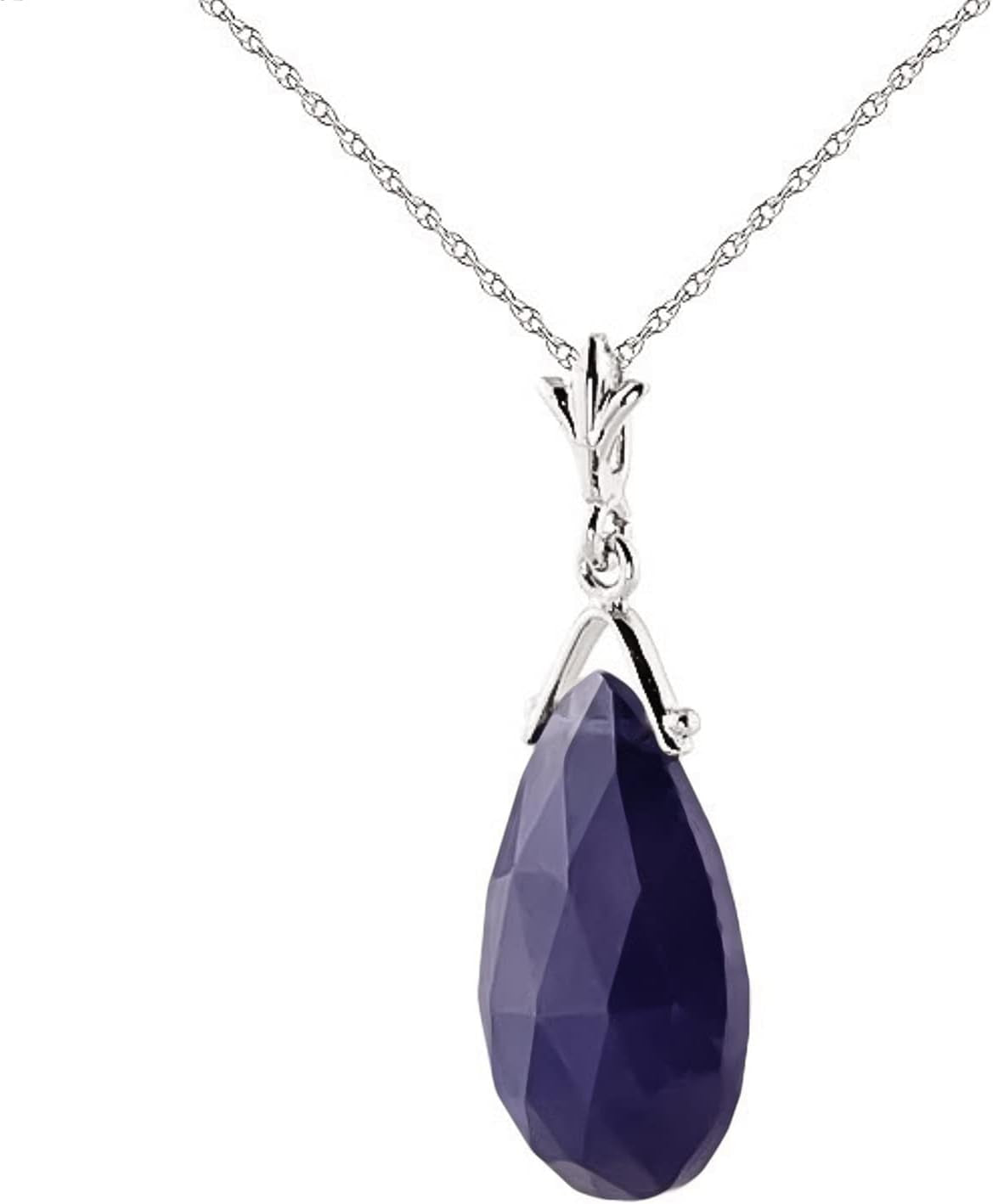 14K Solid Gold Necklace with Briolette Sapphire