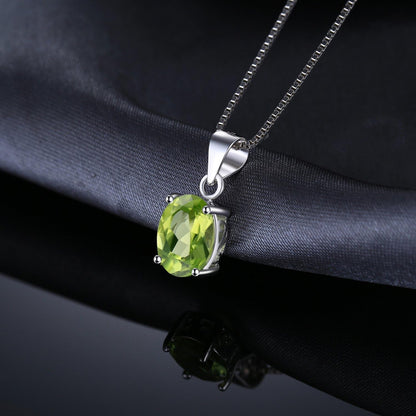 Natural Gemstone Garnet Peridot Amethyst Citrine Blue Topaz Birthstone Solitaire Pendant Necklace Jewelry Set, 14K Gold Plated 925 Sterling Silver Necklaces for Women, 18 Inch Box Chain