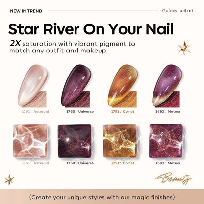Gel Nail Polish Set, 6 Colors Nude Brown Gel Polish Glitter Burgundy Shiny Champagne Gold Magnetic Cat Eye Effect Sparkle Stunning Home Nail Art Kit Gift for Girl Women