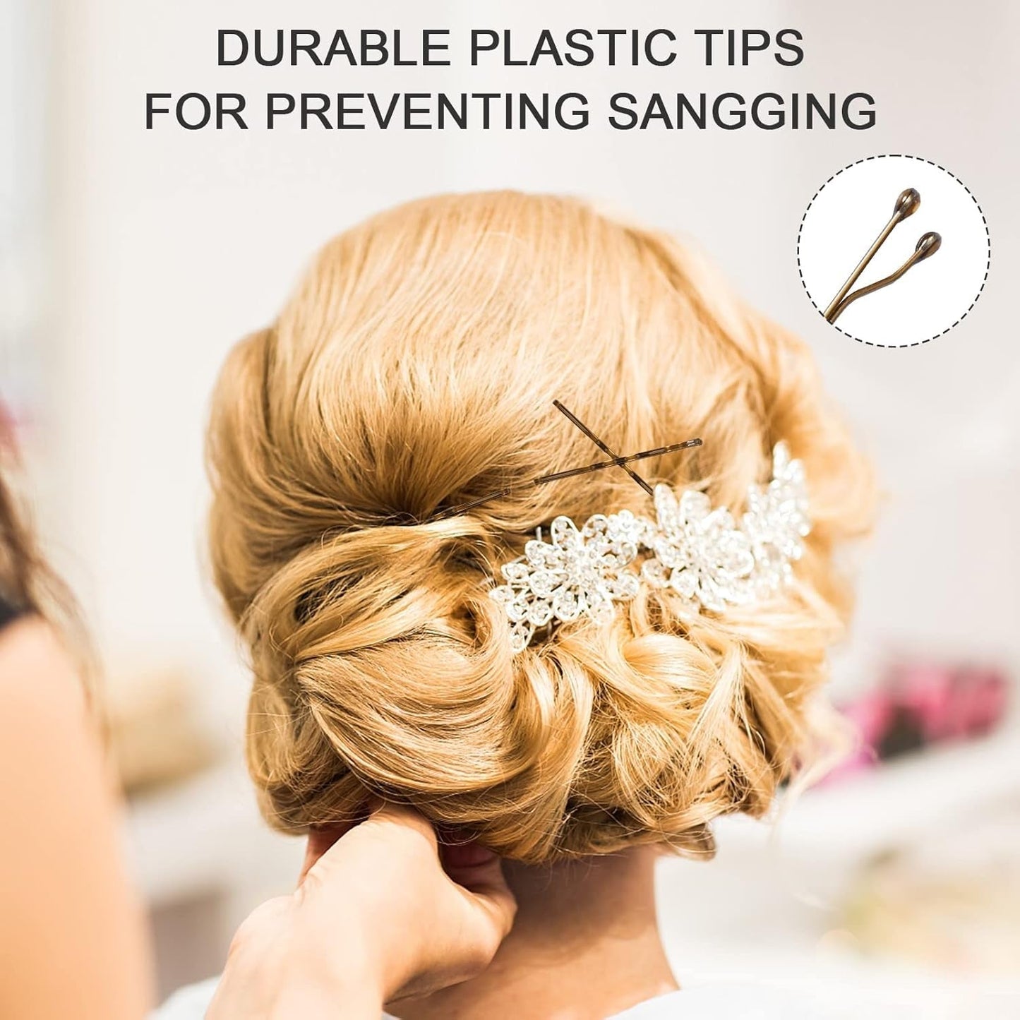 Bobby Pins 400 PCS, Small Blonde Hair Bobby Pins with Case for Girls Women, Gold Bun Pins for Thick Hair, All Hair Types, 10.5 Oz/300 G (Gold)