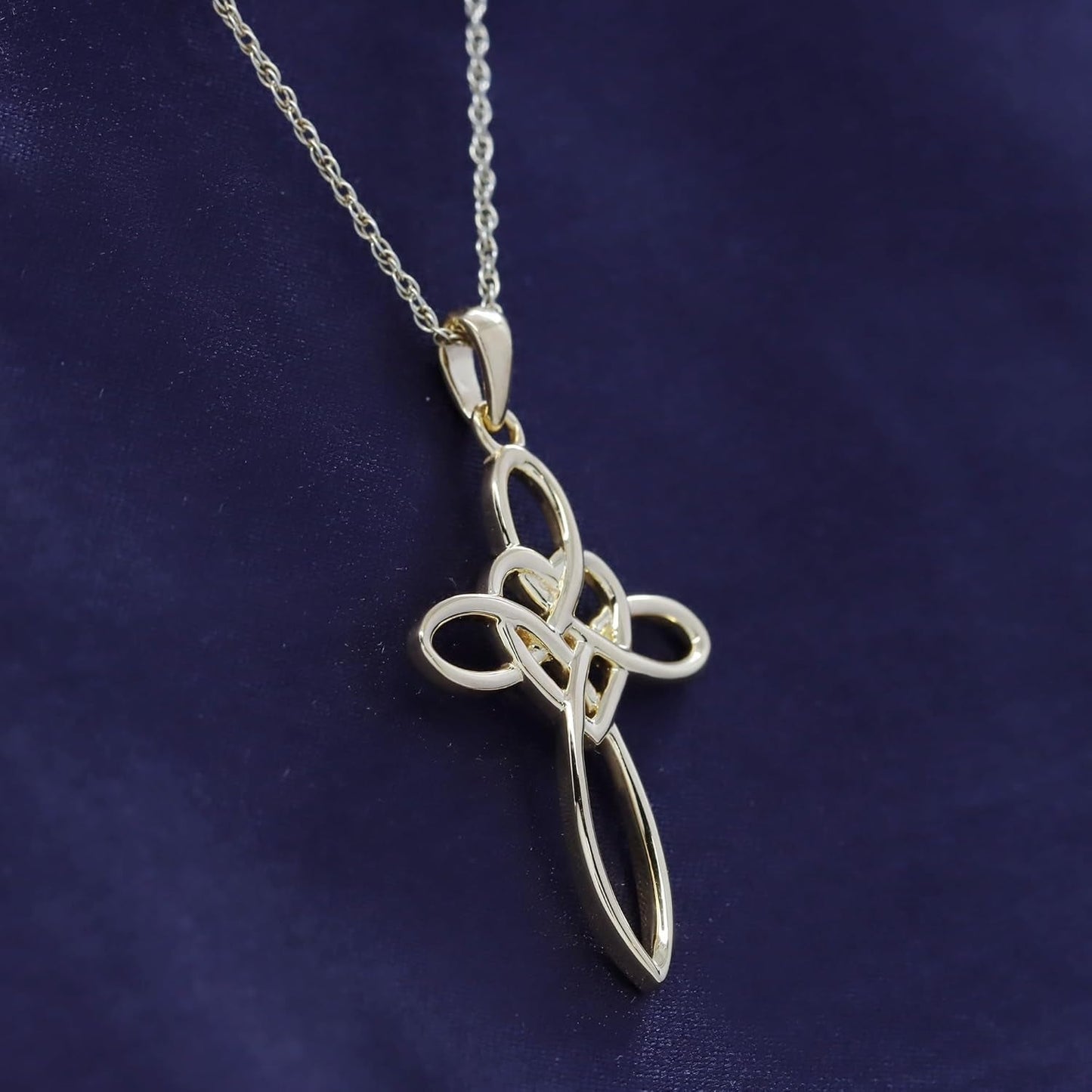 Celtic Knot Cross Infinity Heart Love Pendant Necklace in 14K Gold Plated 925 Sterling Silver Jewelry Gift for Women with 18" Chain