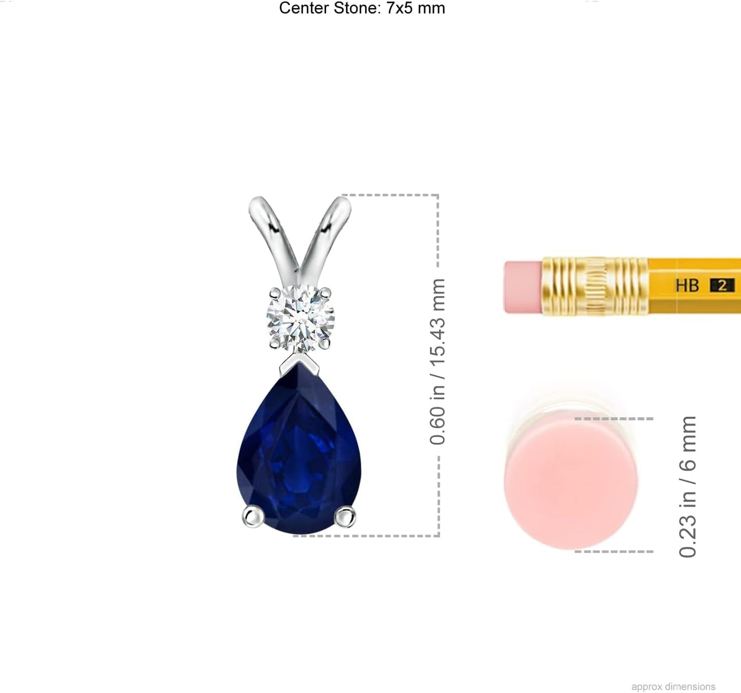 Natural 0.75 Carat Blue Sapphire Teardrop Pendant Necklace for Women with Diamond in 14K White Gold with 18 Inch Chain | September Birthstone Jewelry Gift