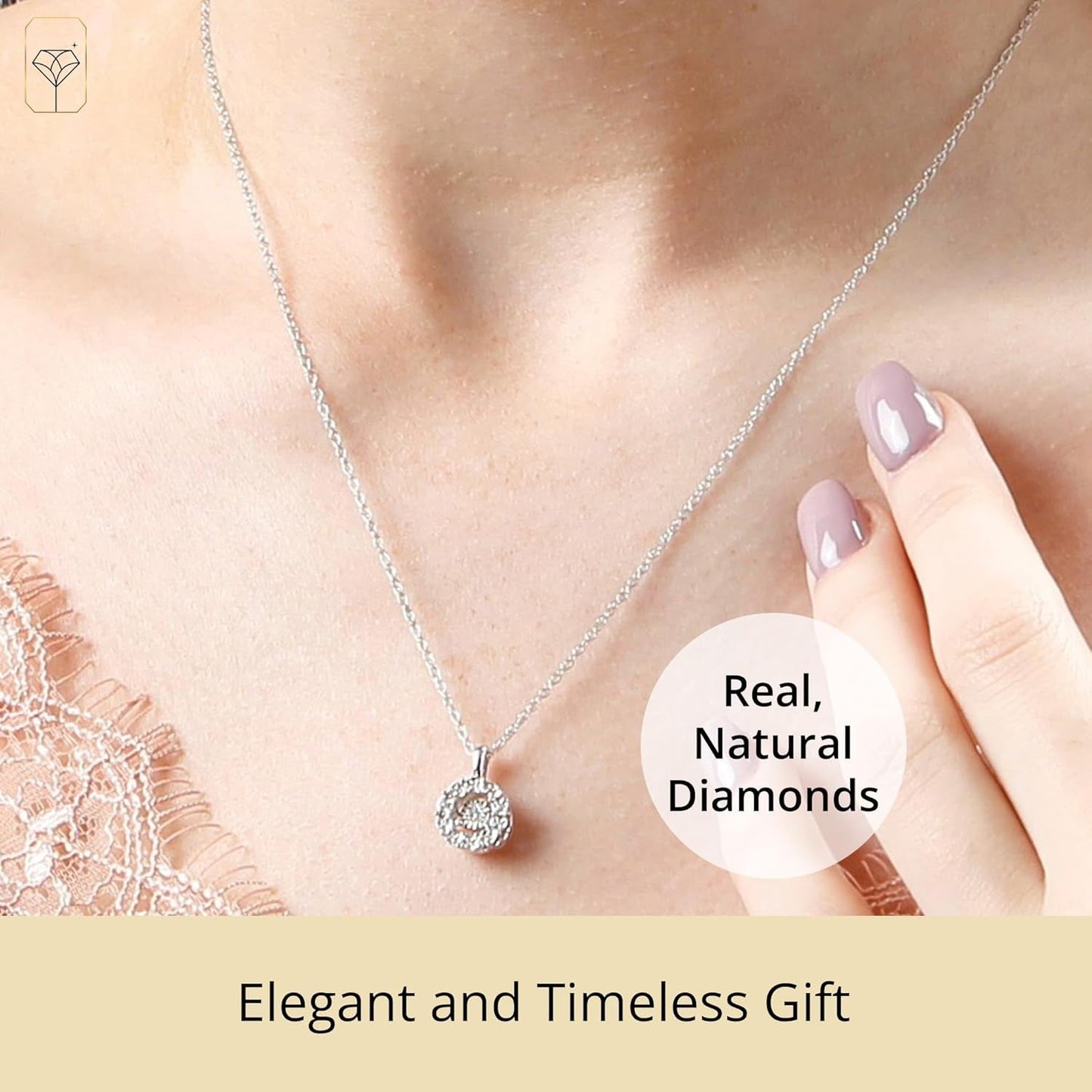 Dancing Diamond Necklaces for Women | Sterling Silver Diamond Necklace with 18 Inch Chain | Real Diamond Pendant Necklaces | Diamond Jewelry for Women