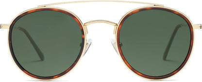 Retro Vintage round Polarized Sunglasses for Women Men Small Double Bridge Circle Sunnies SJ1104