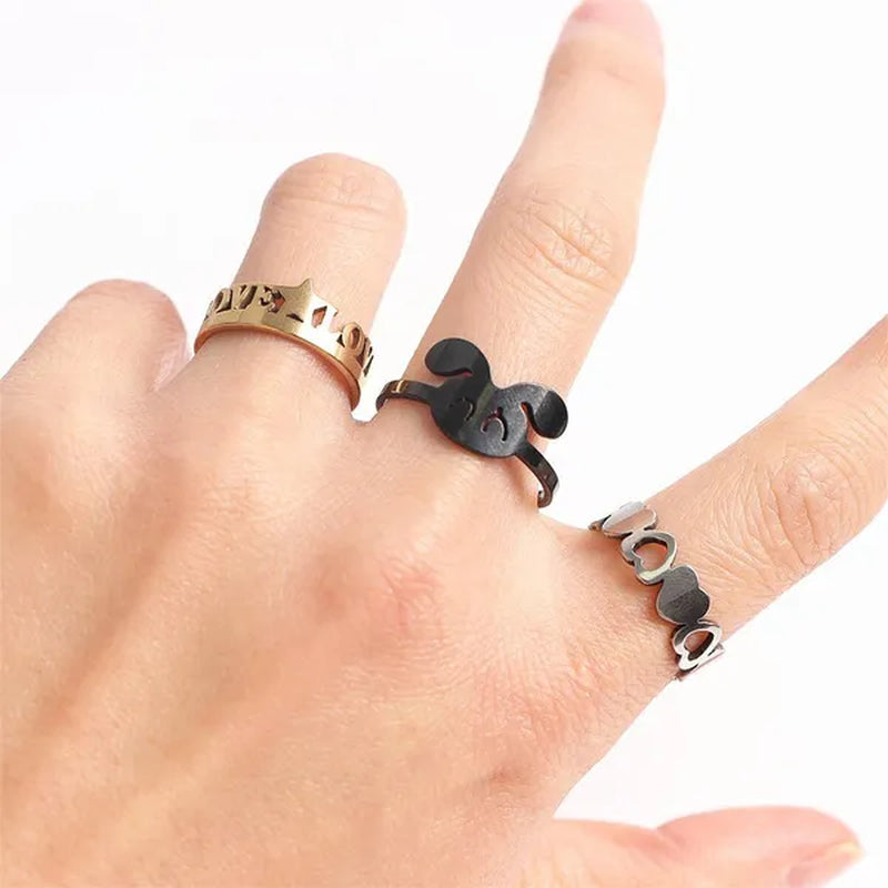 Pack of 20Pieces Womens Fashion Stainless Steel Mix Love Animal Heart Flower Style Diy Jewelry Hand Rings for Party Gifts Not Fade