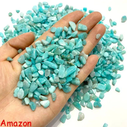 Natural Crystal Mixed Beads Irregular Shaped Tumbled Chips Crushed Stone Yoga Healing Crystal Turquoise Lapis Lazuli Amazonite Stones for Jewelry Making DIY Bracelet Necklace Home Decoration