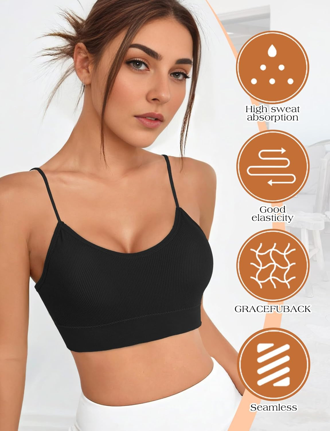 2-4PCS Women'S V-Neck Padded Seamless Straps Bralette, Everyday Basic Sleeping Bra, Sports Bras for Women, Sports Bra - WORLD TIME VISITS