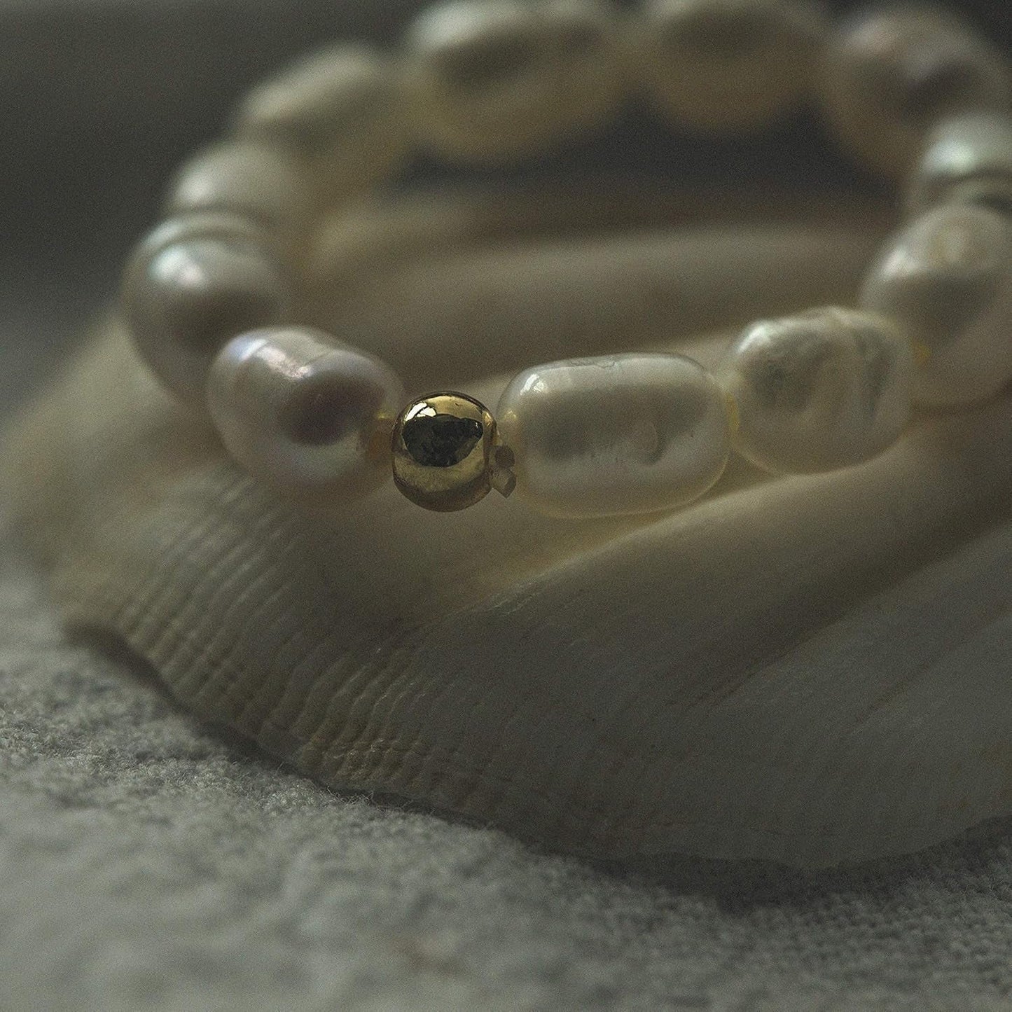 Stretch Freshwater Pearl Rings with 14K Gold Plated Beaded Adjustable Stackable Rings Holiday Gift for Women Girls