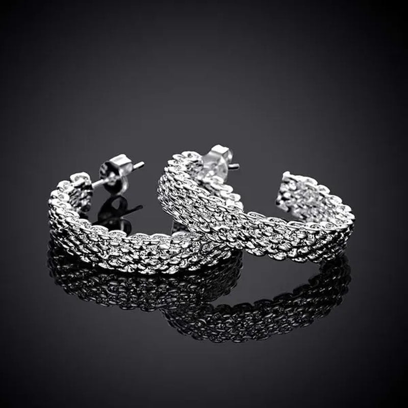 Fashion 925 Sterling Silver Earring for Women Round Stud Earring Christmas Gift Party Wedding Jewelry Gifts