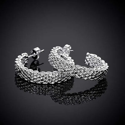 Fashion 925 Sterling Silver Earring for Women Round Stud Earring Christmas Gift Party Wedding Jewelry Gifts
