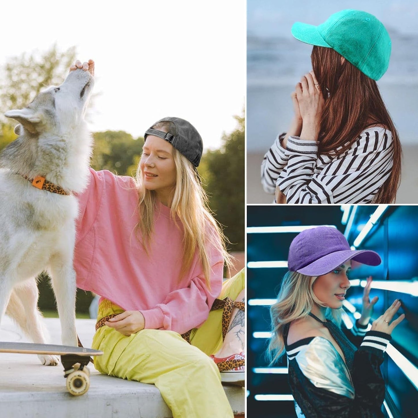 3 Pack Washed Plain Vintage Baseball Cap Cotton Adjustable Twill Bulk Low Profile Classic Dad Hat for Men/Women