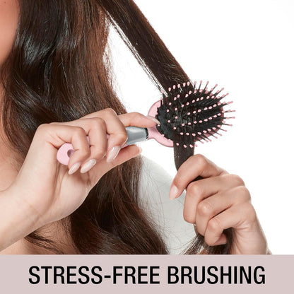 Velvet Touch Oval Cushion Hair Brush - Travel Hairbrush- Detangling - Curly or Straight Styles - Detangler Brushes - Women or Men - Colors at Random