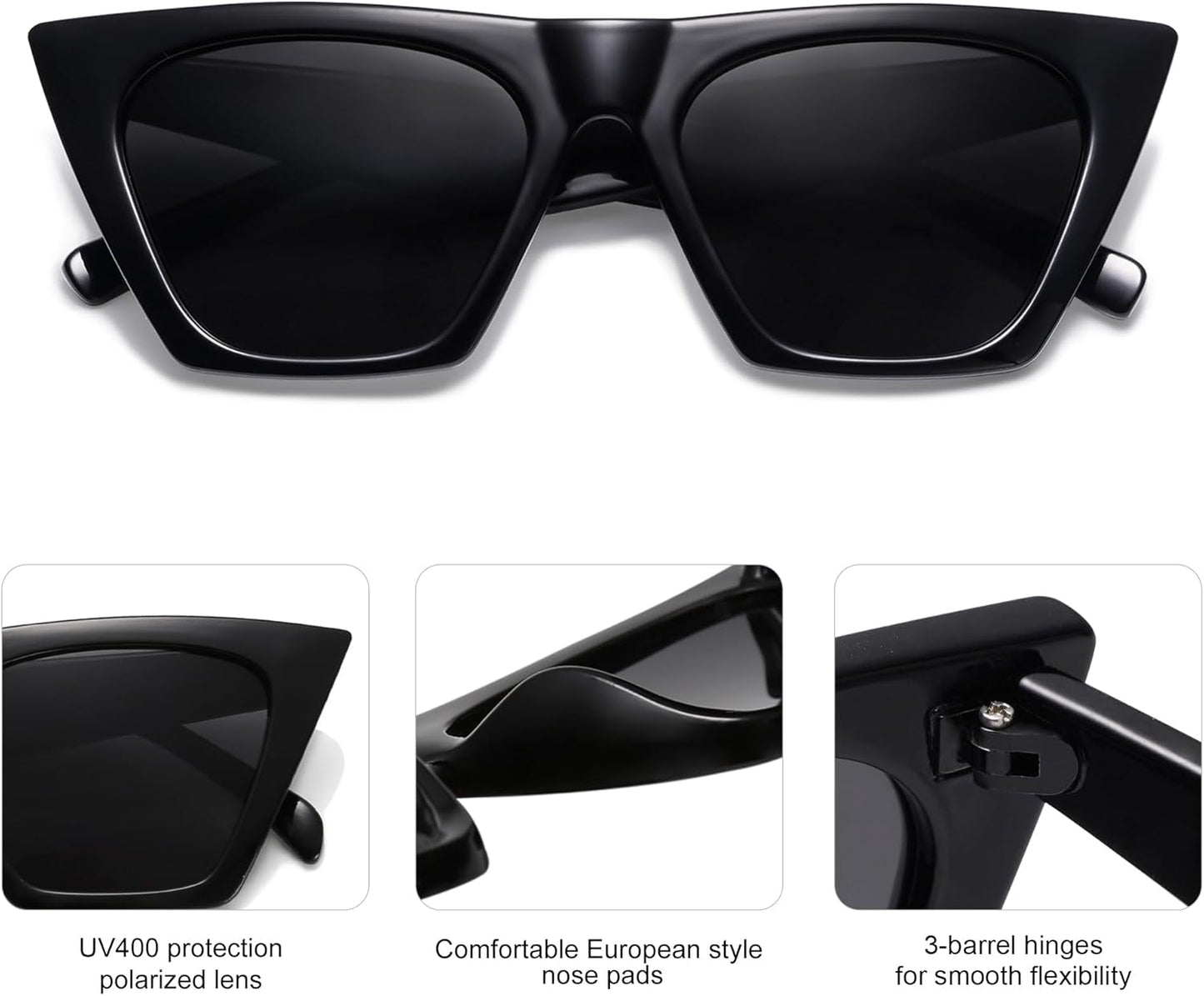 Trendy Oversized Square Cateye Polarized Sunglasses Womens Big Frame Shades SJ2115