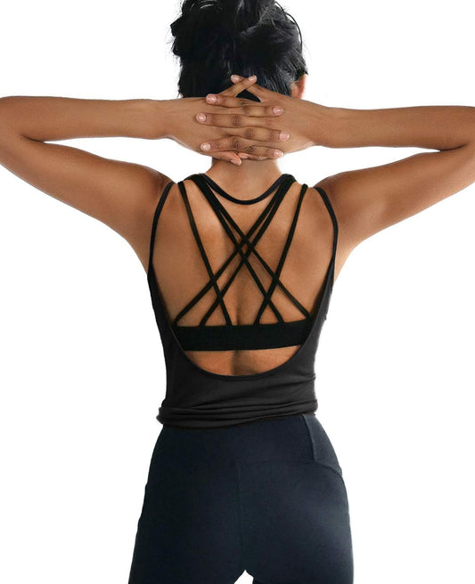 Womens Summer Workout Tops Sexy Backless Yoga Shirts Open Back Activewear Running Sports Gym Tank Tops - WORLD TIME VISITS