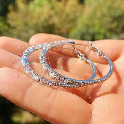 Fashion Women Hoop Earrings Micro Insert Zircon Diamond Earings Girl Banquet Party Big Circle Earrings Jewelry
