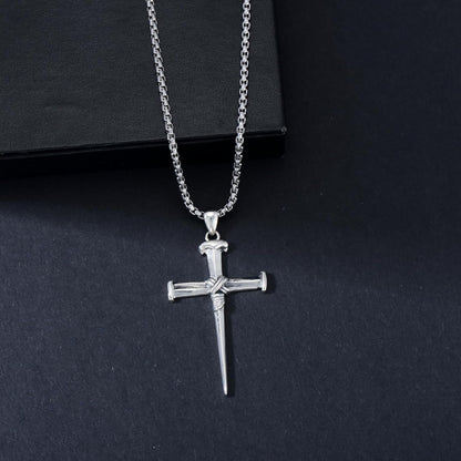 Three Nail Cross Necklace 925 Sterling Silver 3 Nail Cross Pendant Christian Jewelry Gifts for Men 22+2"